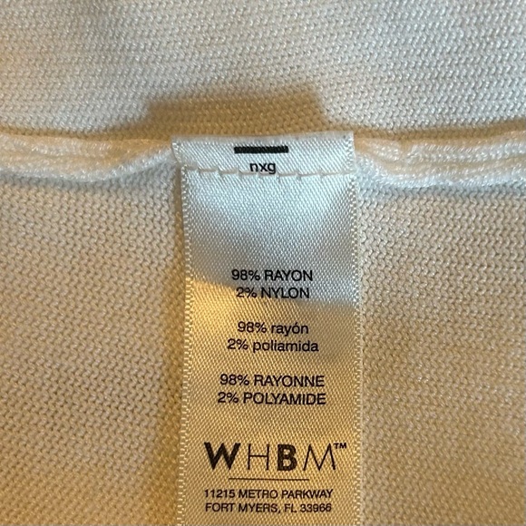 WHBM Rib-Trim Long Open Front Cardigan Sweater Women’s SZ XS in Off White - Picture 9 of 9